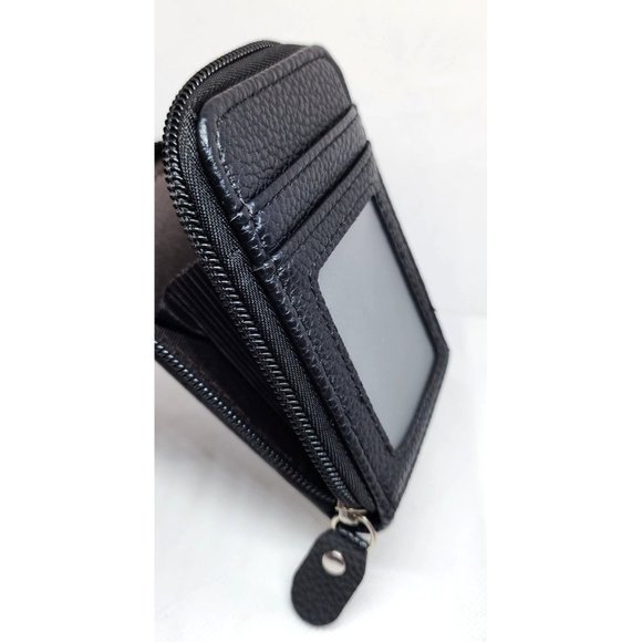 Black Mini Credit Card Case - Multi Card Slot Card Holder Wallet with ID Window - Picture 9 of 14
